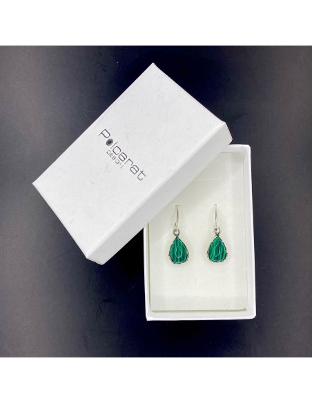 Silver Malachite Earrings K 1660 Polcarat Design