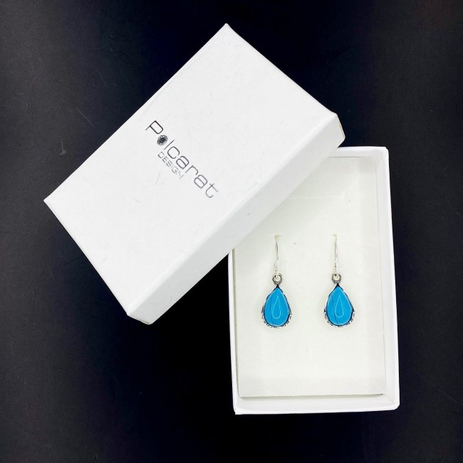 Silver earrings with turquoises K 1660 Polcarat Design