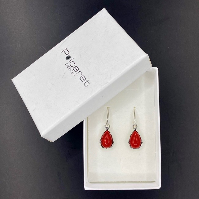Silver Coral Earrings K 1660 Polcarat Design