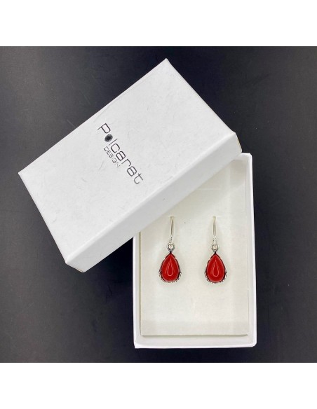 Silver Coral Earrings K 1660 Polcarat Design