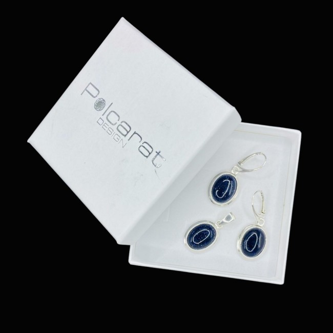 Komplet srebrny z kamieniem noc Kairu KPL 585|Polcaratdesign.pl Biżuteria