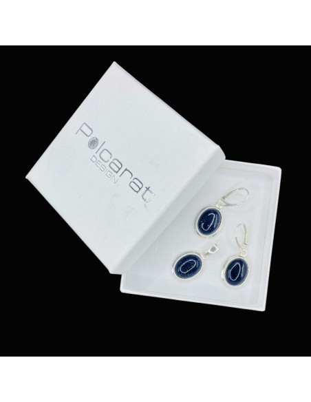 Komplet srebrny z kamieniem noc Kairu KPL 585|Polcaratdesign.pl Biżuteria