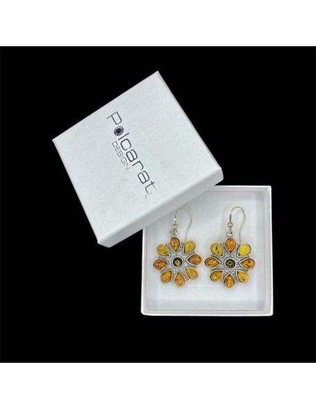 Silver earrings with amber BK 026