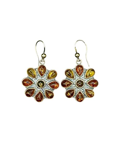 Kolczyki srebrne z bursztynami BK 026