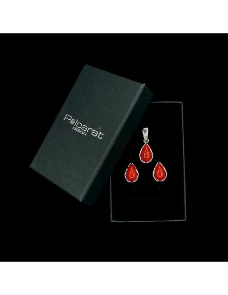 Silver set decorated with corals KPL 1660 Coral