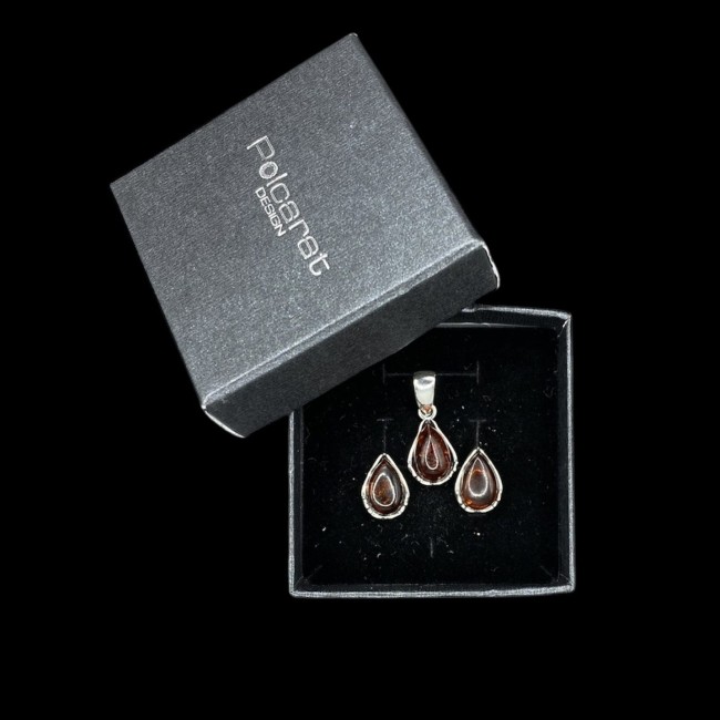 Silver set decorated with amber KPL 1660 Polcarat Design