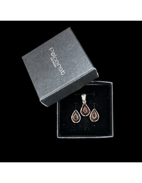 Silver set decorated with amber KPL 1660 Polcarat Design