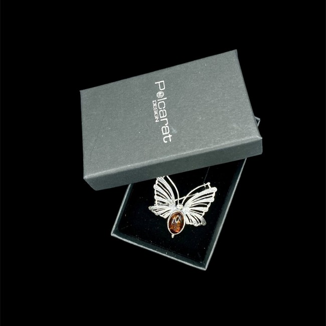 Silver brooch with amber B 67