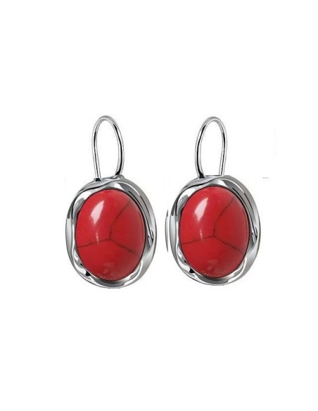 Silver earrings with coral K2 1733 coral