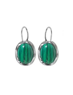 Hanging silver earrings with malachite K2 1733 malachite