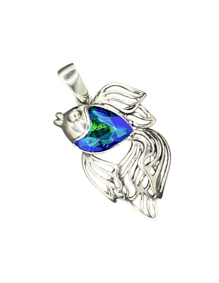 Silver FISH pendant with Swarovski crystals W 1307