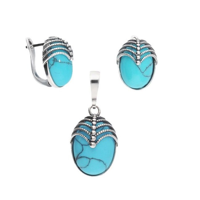 Silver earrings with turquoise K3 1703 turquoise
