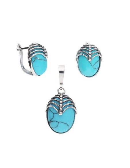 Silver earrings with turquoise K3 1703 turquoise