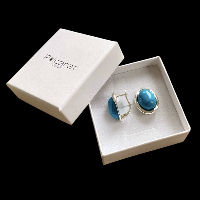 Silver earrings with turquoises K 1733 Turquoise