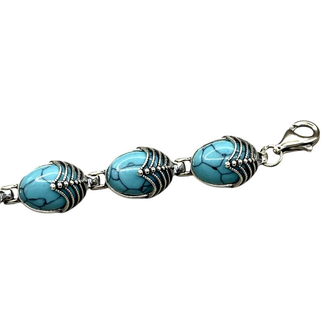 Silver bracelet with turquoises L 1703 turquoise