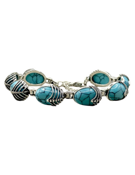 Silver bracelet with turquoises L 1703
