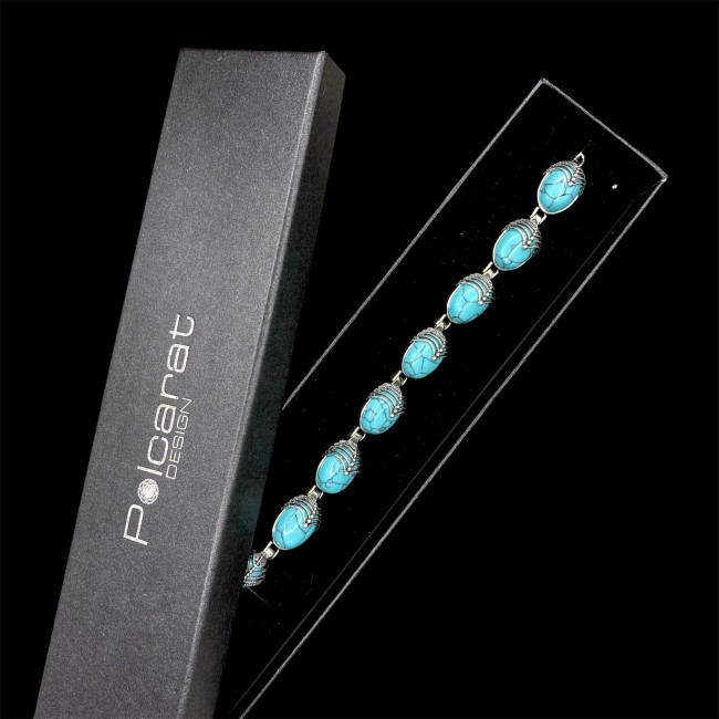 Silver bracelet with turquoises L 1703 turquoise