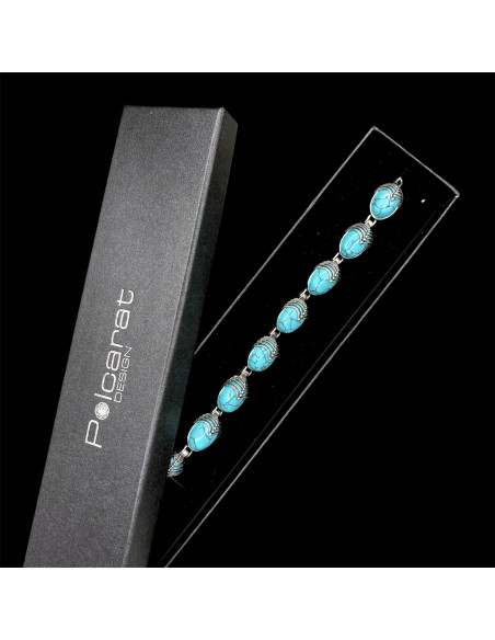 Silver bracelet with turquoises L 1703 turquoise