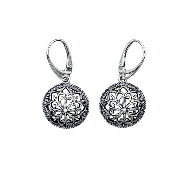 Polished sterling silver PRL-style drop earrings K 2151