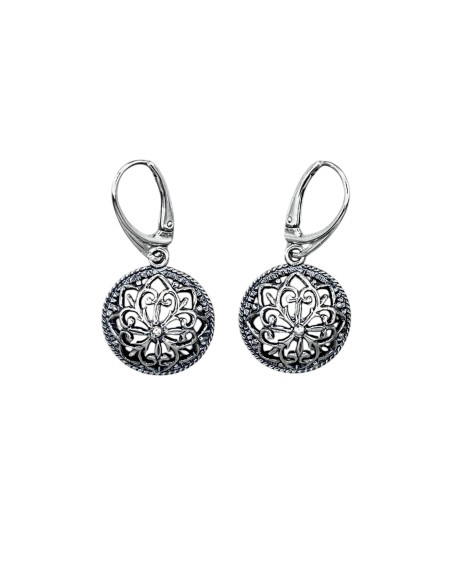 Polished sterling silver PRL-style drop earrings K 2151