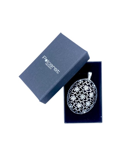 Srebrny wisiorek z kryształami W 2021|Polcaratdesign.pl Biżuteria