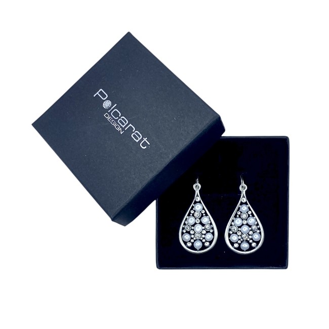 copy of Silver earrings with pearls and Swarovski crystals K3 1959