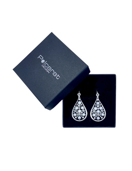 copy of Silver earrings with pearls and Swarovski crystals K3 1959