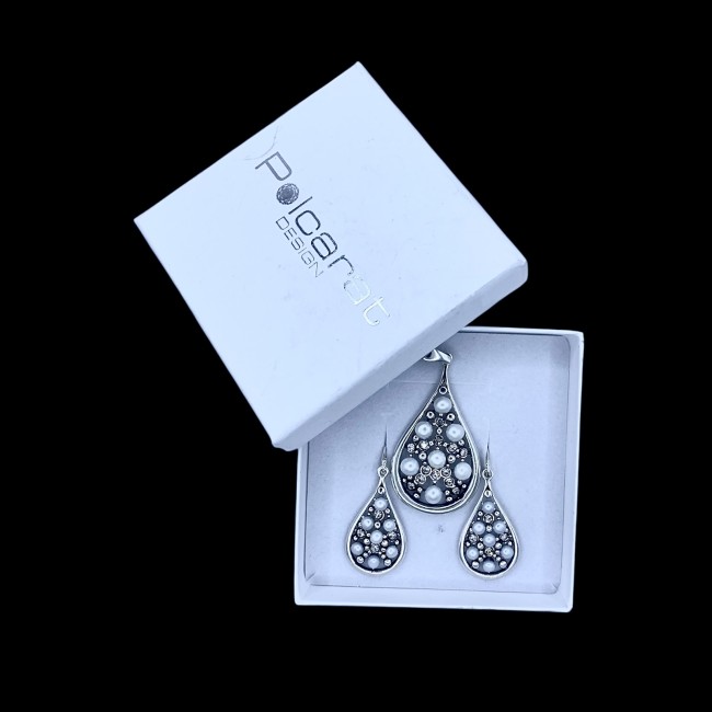 copy of Silver earrings with pearls and Swarovski crystals K3 1959