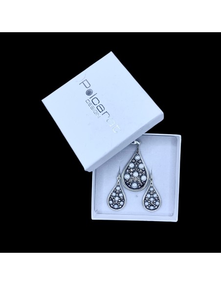 copy of Silver earrings with pearls and Swarovski crystals K3 1959
