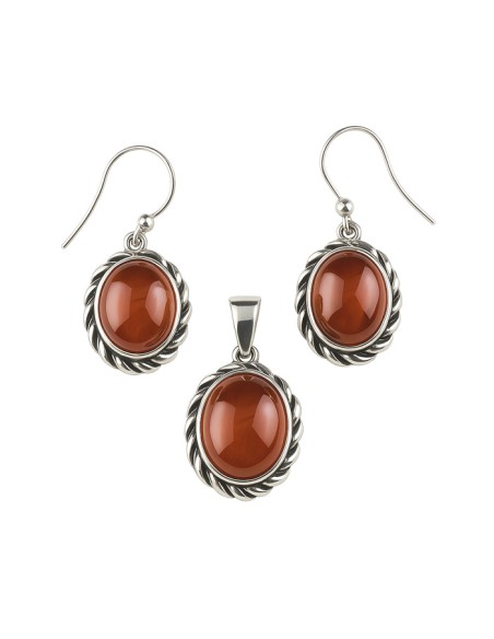 Silver set (pendant and earrings) with amber BU 025 Polcarat