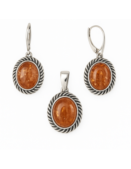 Silver set with amber KPL 1967 Amber Polcarat Design