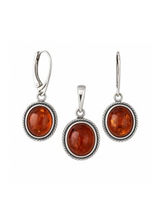 Silver set of silver jewelry with amber KPL 1695 Amber