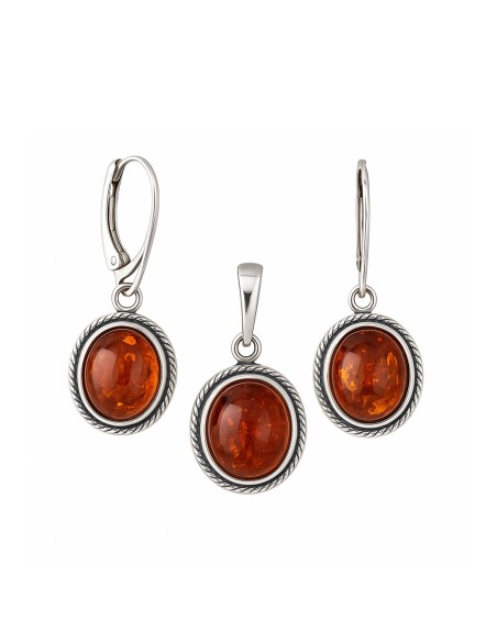 Silver set of silver jewelry with amber KPL 1695 Amber