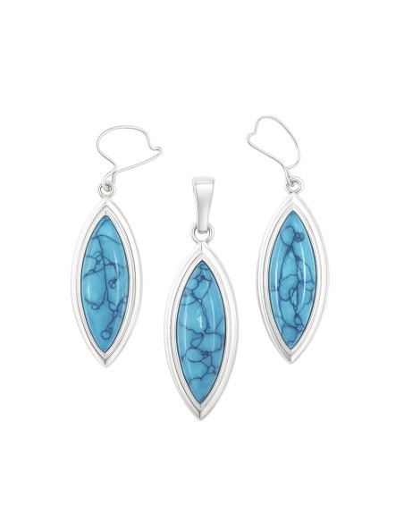 zestaw srebrny z turkusami