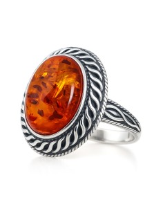 Sterling silver ring with amber PK 1967 | Polcarat Design