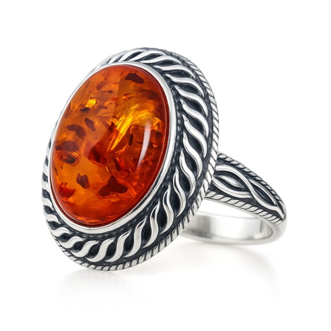 Sterling silver ring with amber PK 1967 | Polcarat Design