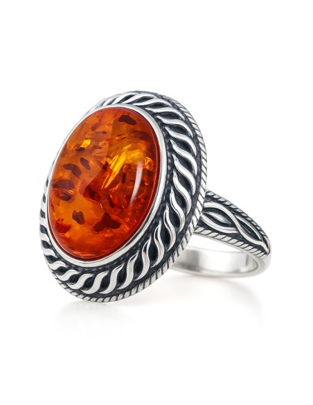Silver ring with amber PK 2130 Polcarat Design