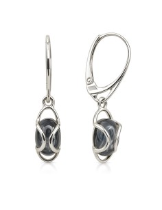 Sterling silver earrings with striped flint K 1626 | Polcarat Design