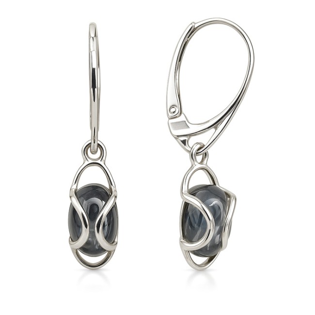 Sterling silver earrings with striped flint K 1626 | Polcarat Design