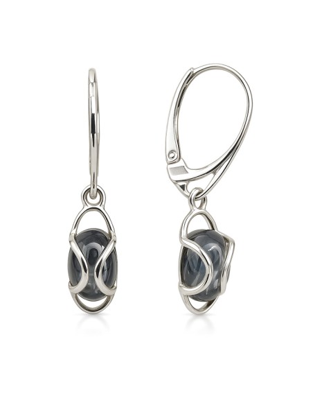 Sterling silver earrings with striped flint K 1626 | Polcarat Design