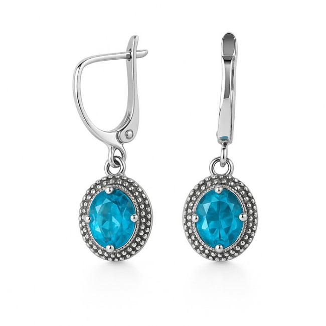 Sterling silver drop earrings with crystal K2 2074 | Polcarat Design