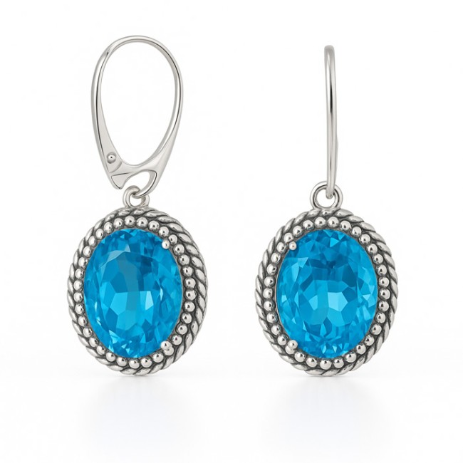 Sterling silver earrings with crystals K 2074 | Polcarat Design