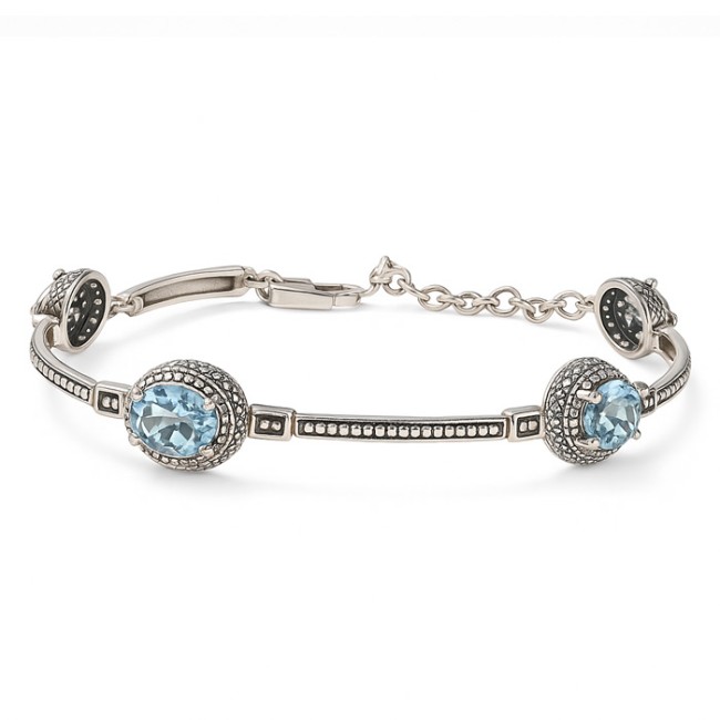 Sterling silver bracelet with crystals L 2074 | Polcarat Design