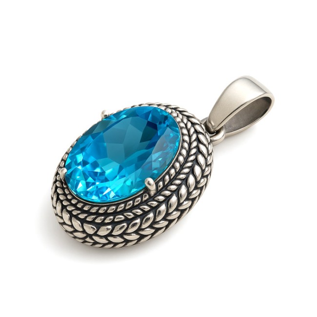 Large sterling silver pendant with crystal W2 2074 | Polcarat Design
