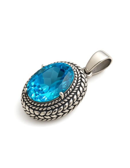 Wisiorek ze srebra (duży) zdobiony kryształem W2 2074|Polcaratdesign.pl Biżuteria