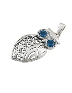 Sterling silver owl pendant with crystal W 1272 | Polcarat Design