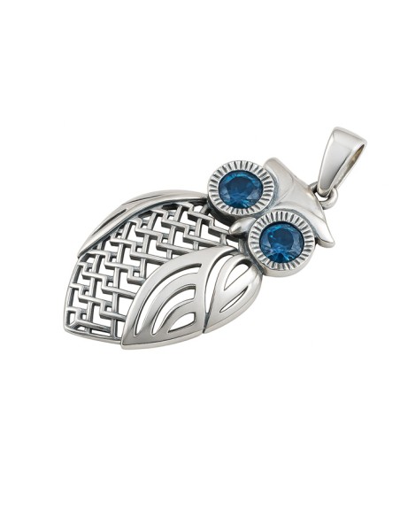 Silver pendant with crystal OWL W 1185 Polcarat Design