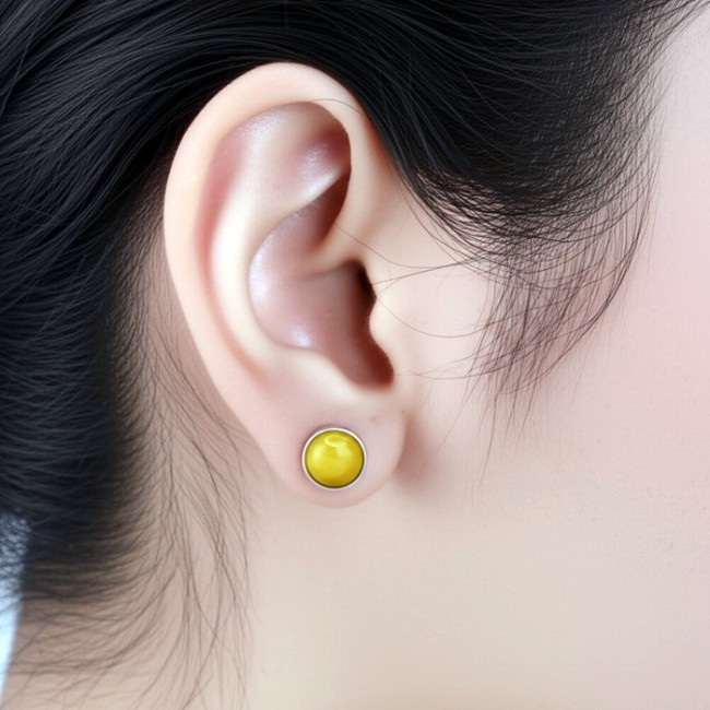 Srebrne kolczyki z mlecznymi bursztynami KA 038|Polcaratdesign.pl Biżuteria