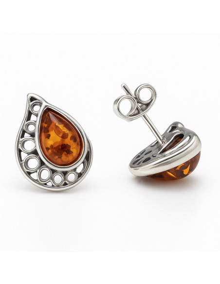 Silver earrings with amber K 2101