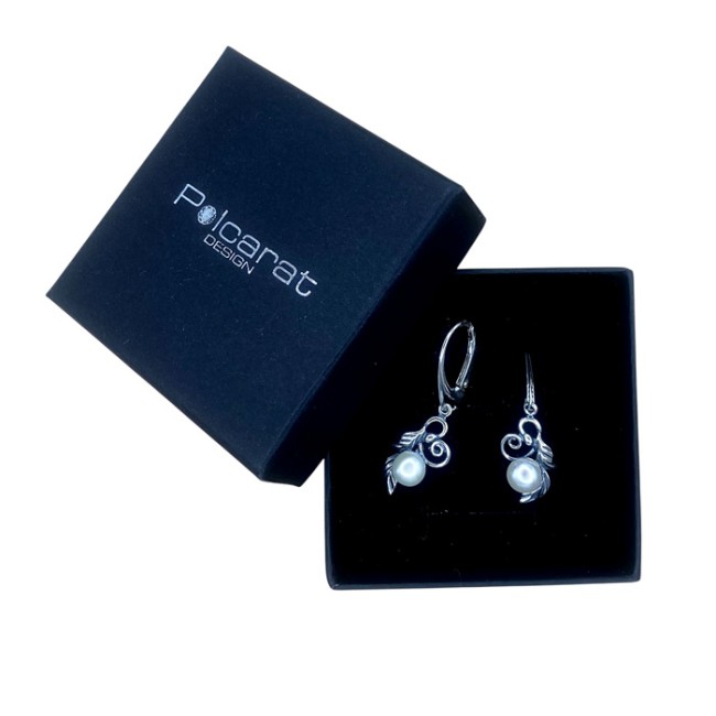 Sterling silver earrings with pearls K 1563 | Polcarat Design